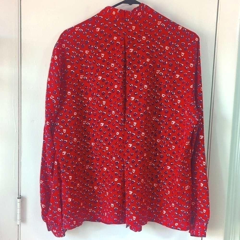 EUC Vintage Pendleton Red&Blue Abstract Floral Blouse -L/XL see measurements - Picture 3 of 8